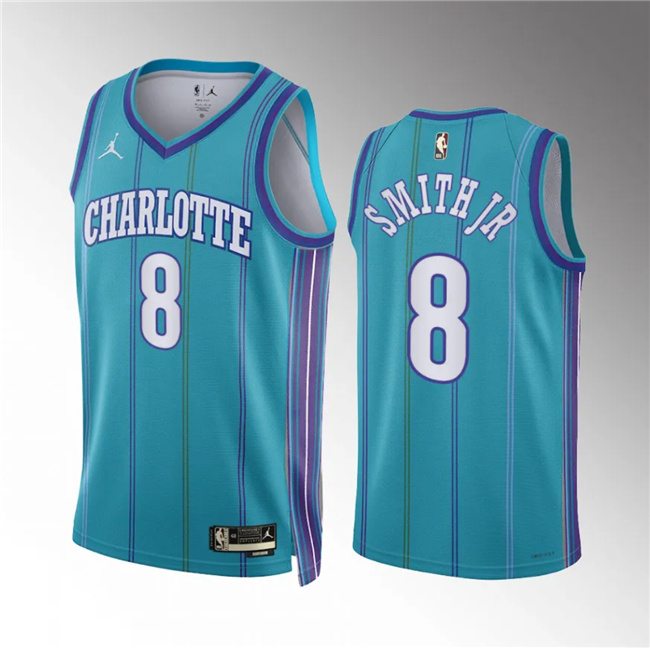 Men's Charlotte Hornets #8 Nick Smith Jr. Teal 2023/24 Classic Edition Stitched Basketball Jersey